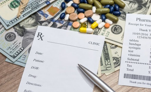 Filling out a prescription for medication that is to be given by pharmacy